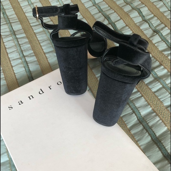 Black Sandro Women’s Adrianne Velvet Sandals - Picture 9 of 14